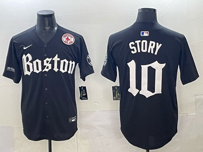 Men Boston Red Sox #10 Story black 2025 Nike MLB Jersey 003